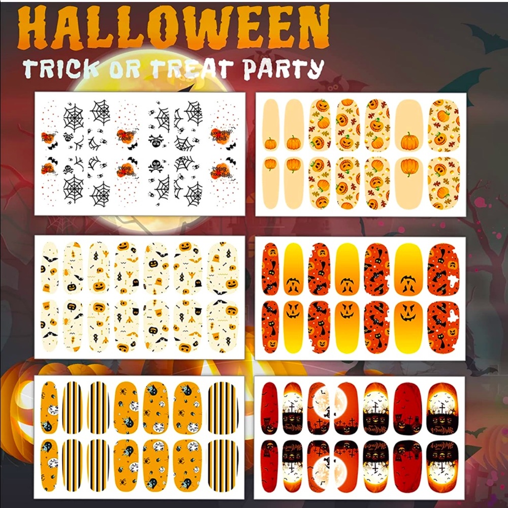 🎃 6 different sets of Halloween Nail Wrap Decals (42 total)!! - Picture 3 of 4